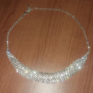 2 Piece Rhinestone Choker Necklace and Earring Set